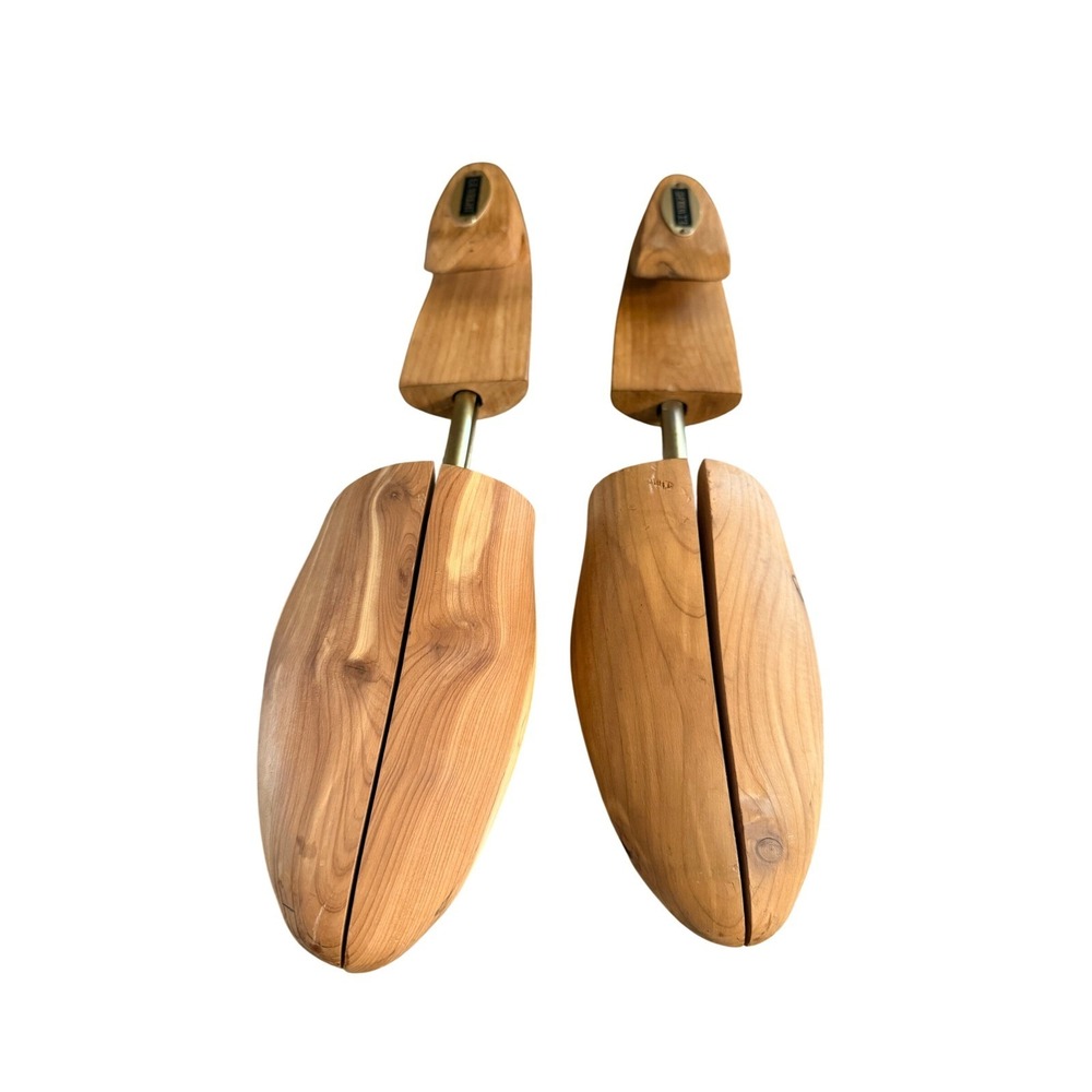 ET Wright Mens Large Aromatic Cedar Shoe Trees Split Toe Spring Loaded Brass  XL